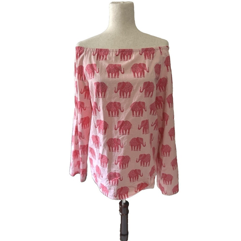 Lawrence and Lillian Off Shoulder Pink 100% Cotton Blouse Top Size 4/6 Travel